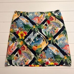 Talbots Multicolor Tropical Skirt Cotton 14